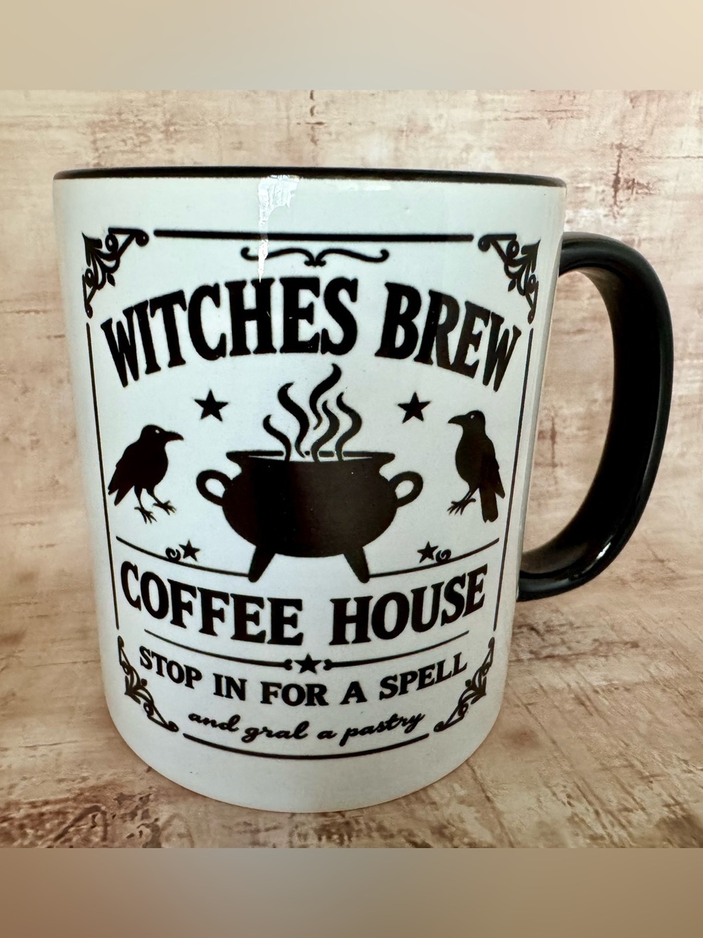 New Halloween Black & White Witches Brew Ceramic Coffee Tea Mug Cup 11oz